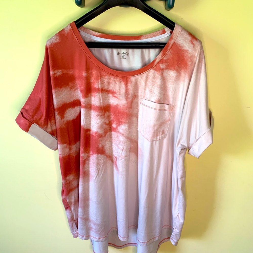 Very Comfy Top in Orange and White 2X